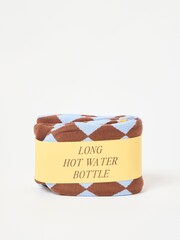Oliver Bonas Blue Brown Harlequin Long Hot Water Bottle - Image 3 of 5