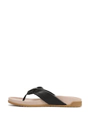 Negru - Vionic Wide Fit Arch Support Toe Post Sandals - Imaginea 2 din 7