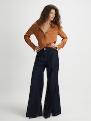 River Island Brown Long Sleeve Satin Shirt - Image 3 of 4