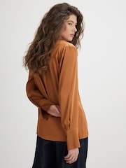River Island Brown Long Sleeve Satin Shirt - Image 4 of 4