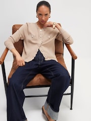 River Island Brown Long Sleeve Scallop Cardigan - Image 1 of 4