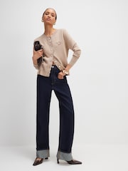 River Island Brown Long Sleeve Scallop Cardigan - Image 2 of 4