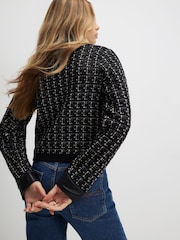 River Island Black Boucle Faux Leather Collar Cardigan - Image 2 of 4