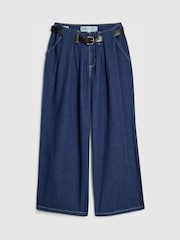 River Island Blue Petite High Rise Belted Wide Leg Jeans - Image 1 of 1