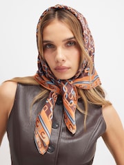 River Island Brown Geometric Neck Scarf With Ring - Image 3 of 6