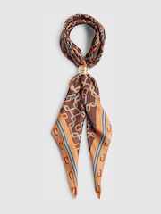 River Island Brown Geometric Neck Scarf With Ring - Image 4 of 6
