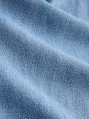 Blu candeggiato - Abito lungo smanicato in jersey e denim. - Immagine 7 di 7