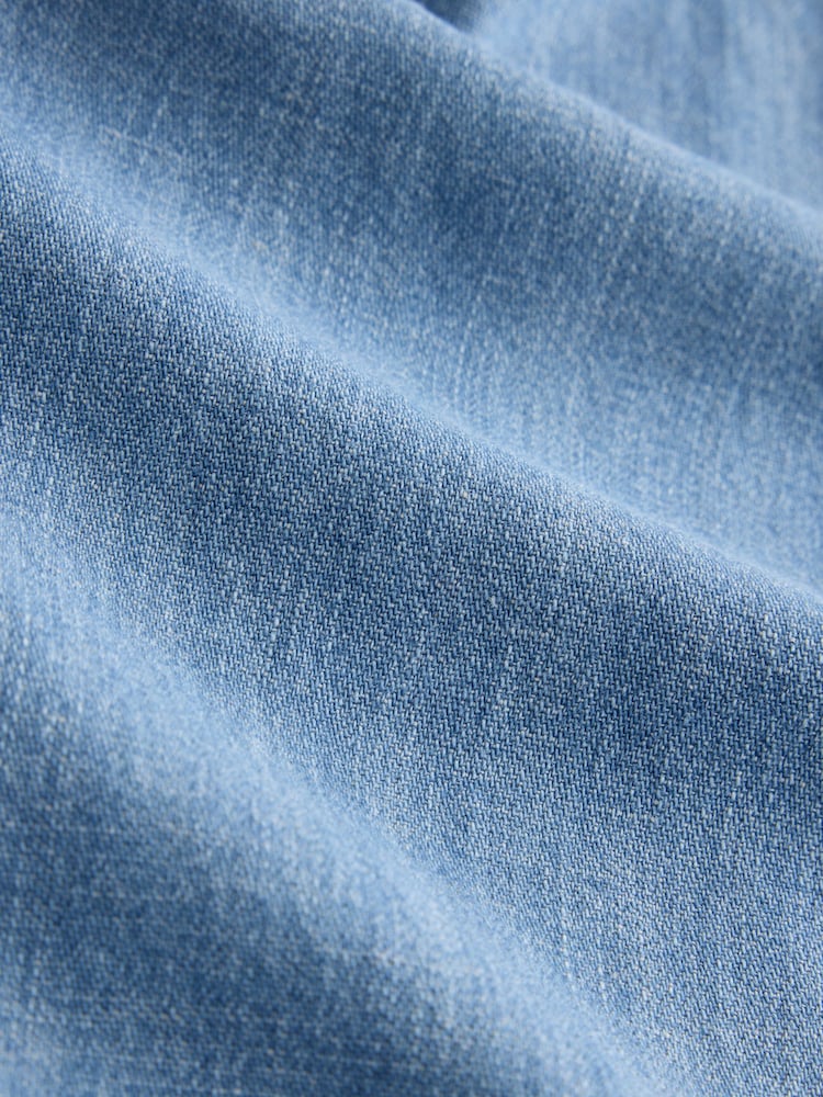 Blu candeggiato - Abito lungo smanicato in jersey e denim. - Immagine 7 di 7