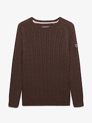 Brun - Superdry Slouchy Kabelstickad Tröja - Bild 1 av 1