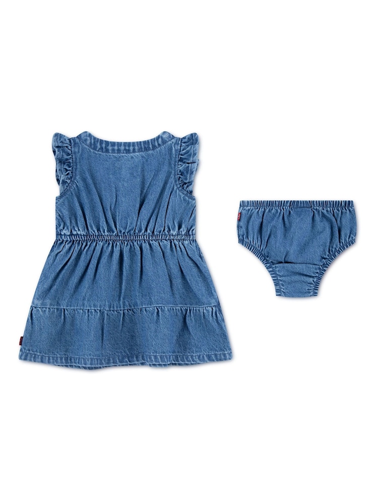 Levi's® Blue Flutter Sleeve Denim Look Logo Dress - Image 2 of 6