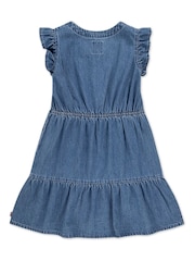 Levi's® Blue Flutter Sleeve Denim Look Logo Dress - Image 4 of 6