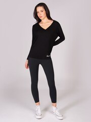 Pineapple Black Monroe V-Neck Long Sleeve Jersey Top - Image 3 of 5
