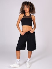 Pineapple Black Unisex Cut Off Trackpant Shorts - Image 2 of 7