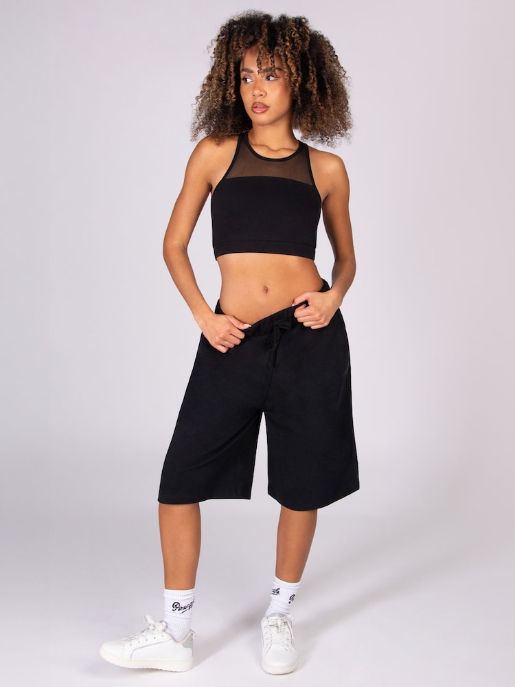 Pineapple Black Unisex Cut Off Trackpant Shorts - Image 2 of 7