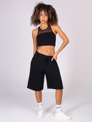 Pineapple Black Unisex Cut Off Trackpant Shorts - Image 4 of 7