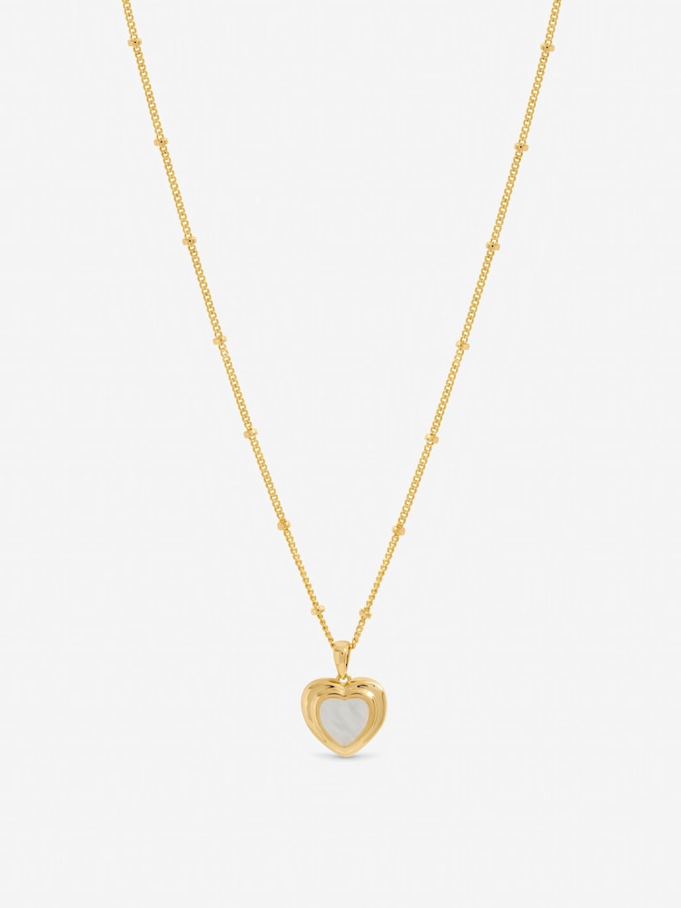 Inicio Gold Tone Mother of Pearl Heart Pendant Gift Pouch - Image 1 of 3