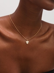 Inicio Gold Tone Mother of Pearl Heart Pendant Gift Pouch - Image 2 of 3