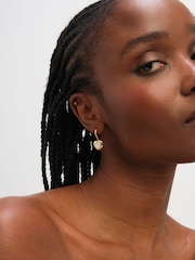 Inicio Gold Tone Mother of Pearl Heart Earrings - Image 2 of 4