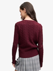Superdry Red Wool Blend Cable V-Neck Jumper - Image 2 of 7
