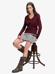 Superdry Red Wool Blend Cable V-Neck Jumper - Image 5 of 7
