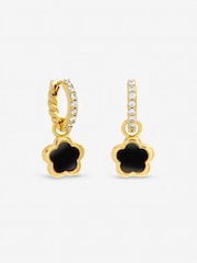 Inicio Gold Tone Jet Flower Earrings - Image 1 of 1