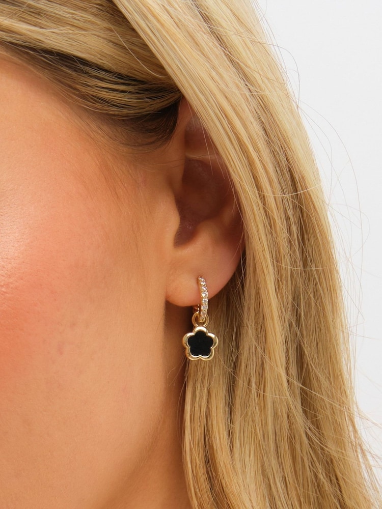 Inicio Jet Flower Earrings - Imaginea 3 din 3