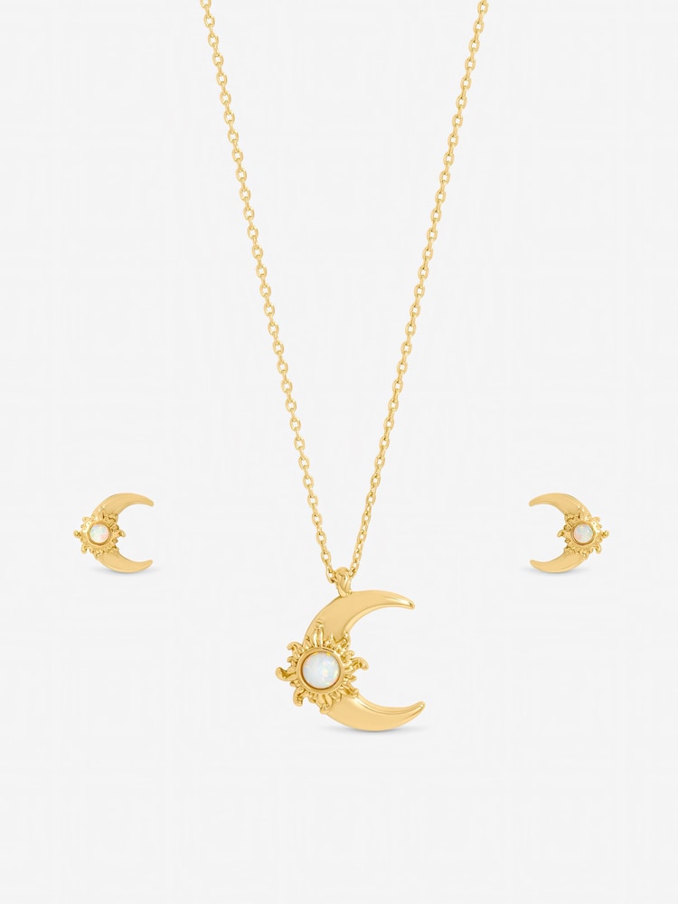 Inicio Gold Tone Opal Moon Set - Image 2 of 5