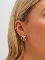 Inicio Metallic Diamond Cut Multi row Hoop Earrings - Image 3 of 3