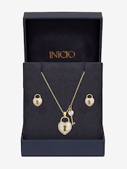 Inicio Gold Tone Padlock Heart Set - Image 2 of 2
