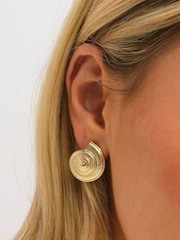 Inicio Gold Tone Statement Shell Earrings - Image 2 of 4