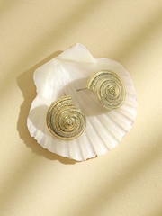 Inicio Gold Tone Statement Shell Earrings - Image 3 of 4