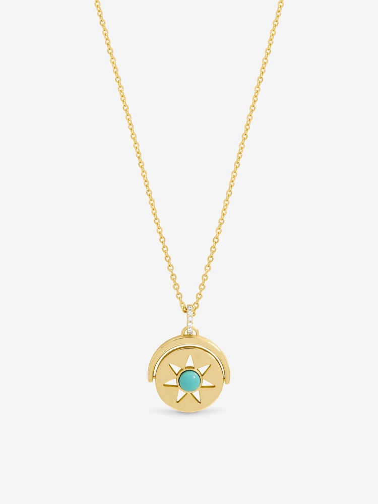 Inicio Gold Tone Turquoise Celestial Spinner Pendant - Image 1 of 1