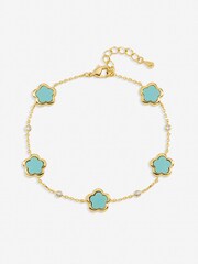Inicio Gold Tone Turquoise Flower Station Bracelet - Image 1 of 1