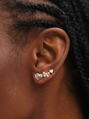 Inicio Gold Tone Heart and Bow Earrings Pack of 3 - Image 2 of 3