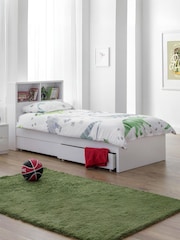 Julian Bowen White High Gloss Manhattan Bookcase Bed & Underbed Drawers Set - Image 1 of 5