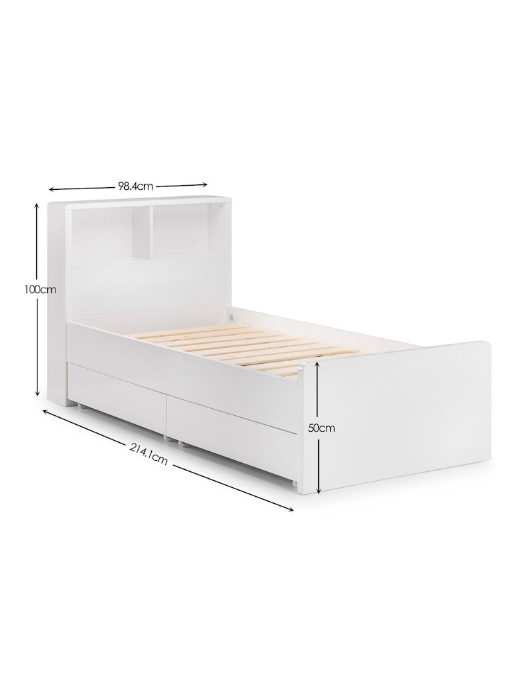 Julian Bowen White High Gloss Manhattan Bookcase Bed & Underbed Drawers Set - Image 2 of 5