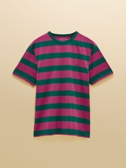 Joules Rugby Club Pink & Green Striped Crew Neck Cotton T-Shirt - Image 7 of 7