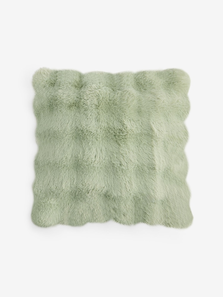 Sage Green 50 x 50cm Aspen Faux Fur Cushion - Image 1 of 2