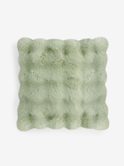 Sage Green 50 x 50cm Aspen Faux Fur Cushion - Image 2 of 2