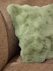 Sage Green 50 x 50cm Aspen Faux Fur Cushion - Image 4 of 4