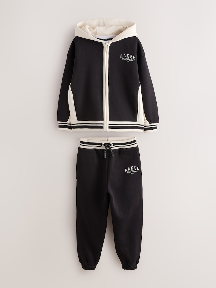 Schwarz - Baker by Ted Baker 3 Piece Varsity Hoodie T-Shirt and Joggers Set - Bild 1 von 12
