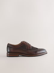 Brown Leather Brogue Shoes - Image 4 of 6