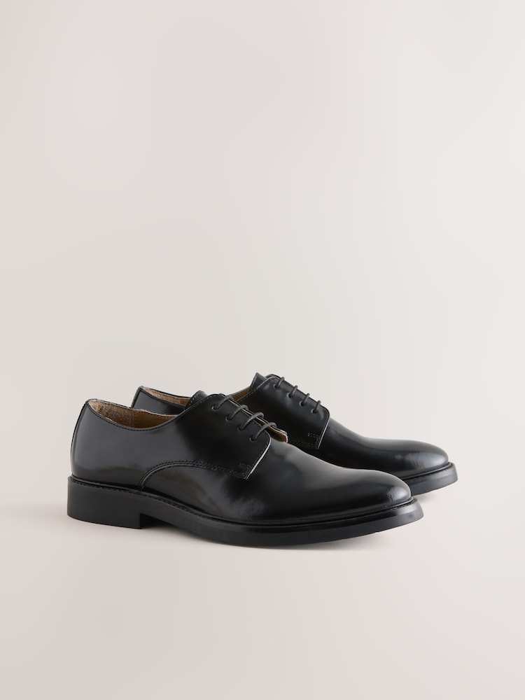 Negro - Leather Shiny Derby Shoes - Imagen 1 de 5