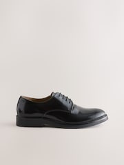 Negro - Leather Shiny Derby Shoes - Imagen 2 de 5