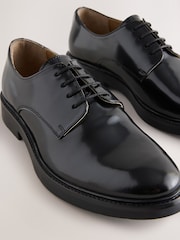 Negro - Leather Shiny Derby Shoes - Imagen 3 de 5