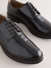 Marrón - Leather Shiny Derby Shoes - Imagen 3 de 5