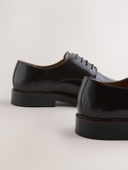 Marrón - Leather Shiny Derby Shoes - Imagen 4 de 5