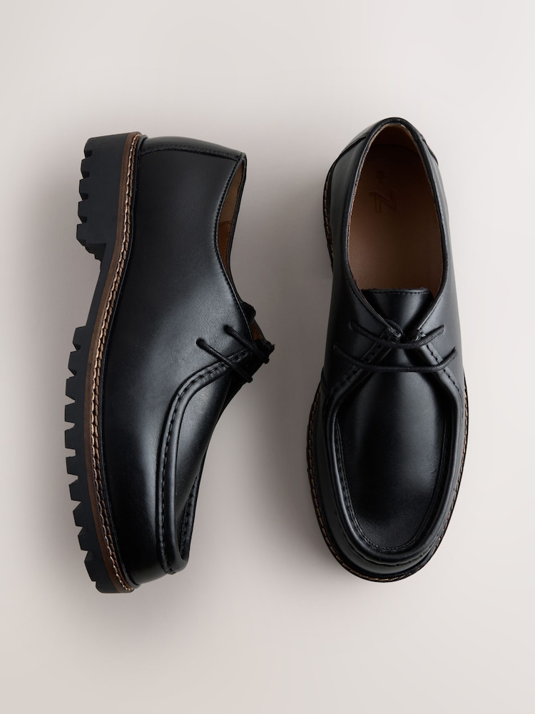 Black Leather Apron Shoes - Image 1 of 7