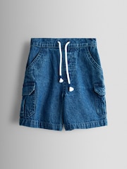 JoJo Maman Bébé Light Wash Denim Denim Cargo Shorts - Image 1 of 4