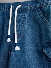 JoJo Maman Bébé Light Wash Denim Denim Cargo Shorts - Image 3 of 4